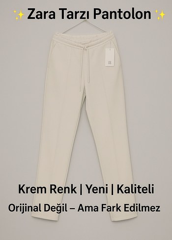 m Beden #Zara Tarzı #Krem #Pantolon Yeni, hiç kullanılmamış üründü