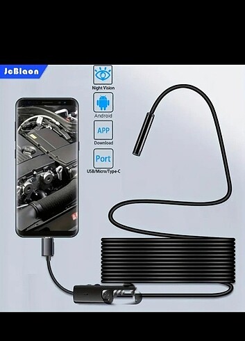 Beden Renk #Endoskop #Kamera - Ayarlanabilir Yumuşak Tel, 7mm Lens, Android