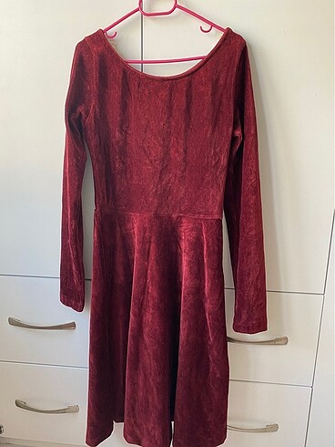 Bordo kadife elbise