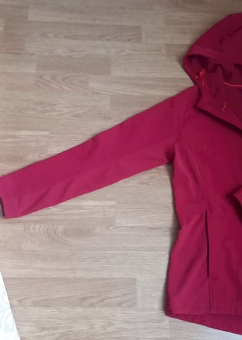 Kirmizi Renk Kapüşonlu Fermuarlı Kadın Spor  Ceket - Görsel 6