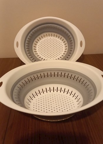 Gri-Beyaz Katlanabilir Plastik Süzgeç - Görsel 4