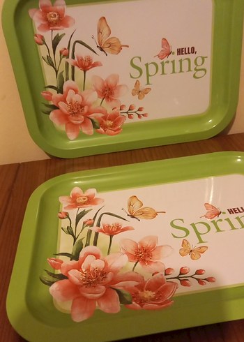 Yeşil Floral Desenli Tepsi Seti - Görsel 2
