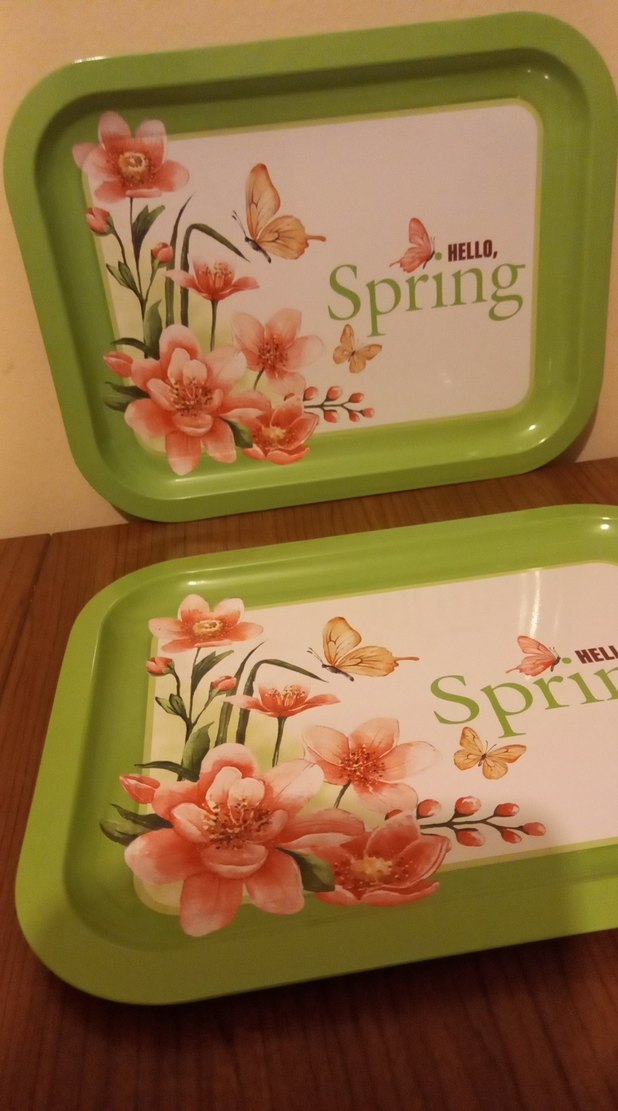 Yeşil Floral Desenli Tepsi Seti - Görsel 2