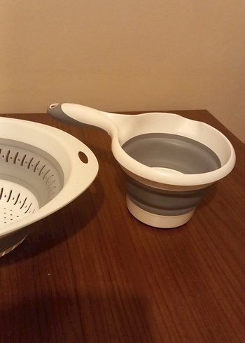 Katlanabilir Beyaz ve Gri Plastik Süzgeç Seti - Görsel 5