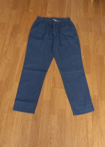 Kadın Mavi Denim Salaş Midi Pantolon