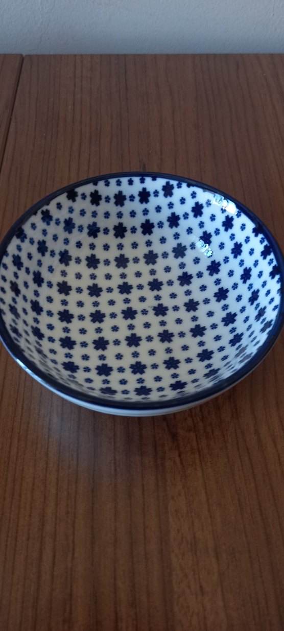 Koyu Mavi Çiçek Desenli Seramik Kase - Görsel 5