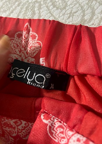 Kırmızı Dökümlü Maternity Midi Etek - Görsel 2