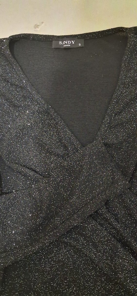 Drapeli Siyah V Yaka Mini Elbise - Görsel 3