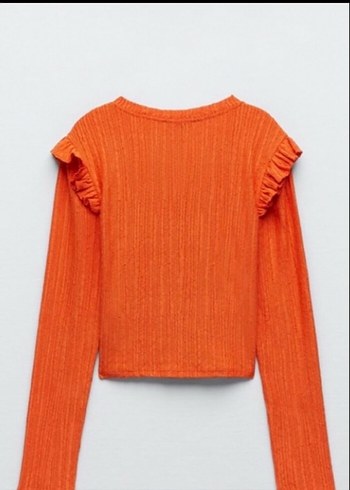 Uzun Kollu Mini Turuncu Düğmeli Hırka - Görsel 3