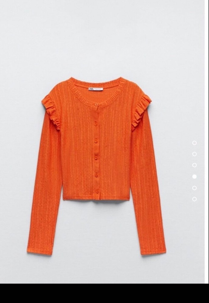 Uzun Kollu Mini Turuncu Düğmeli Hırka - Görsel 2