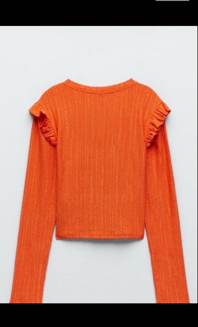 Uzun Kollu Mini Turuncu Düğmeli Hırka - Görsel 3