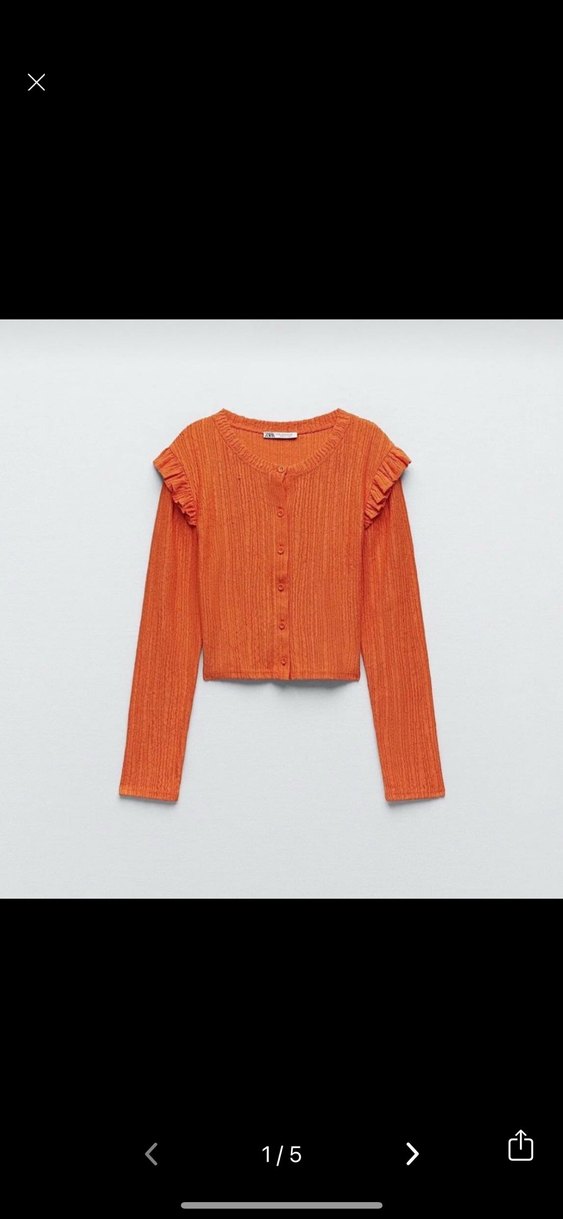 Uzun Kollu Mini Turuncu Düğmeli Hırka - Görsel 4