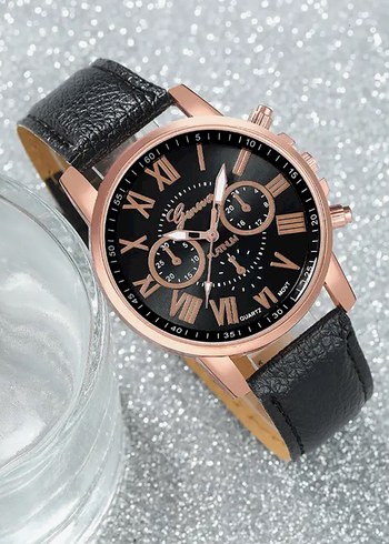 Klasik Siyah Goth Kadın Kol Saati - Görsel 4