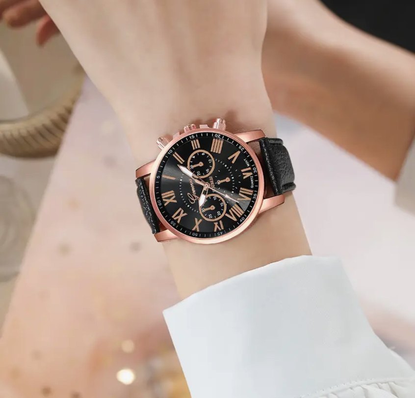 Klasik Siyah Goth Kadın Kol Saati - Görsel 2