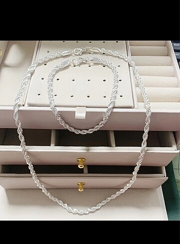 Paslanmaz çelik bileklik kolye set - Görsel 3