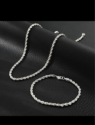 Paslanmaz çelik bileklik kolye set - Görsel 4