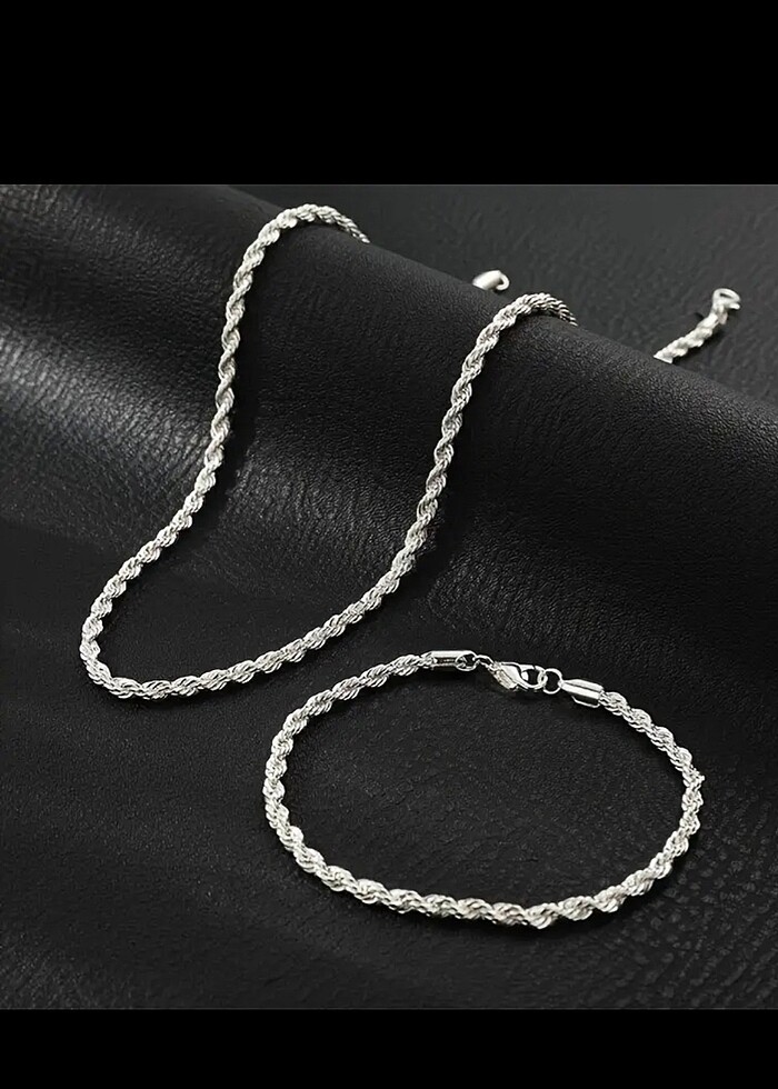 Paslanmaz çelik bileklik kolye set - Görsel 4