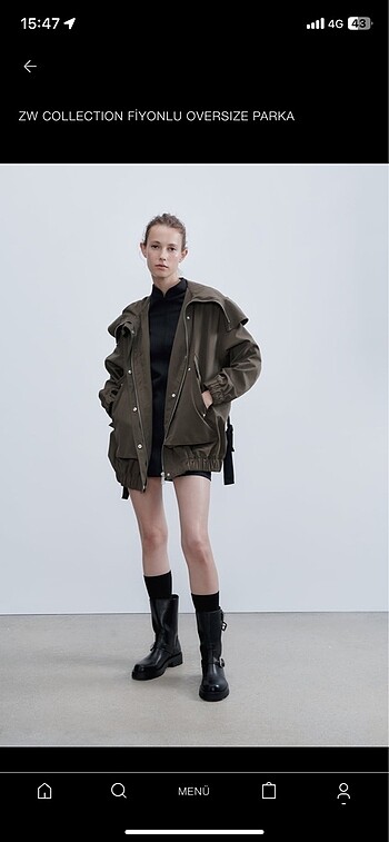 Zw collection zara fiyonklu oversize parka ceket