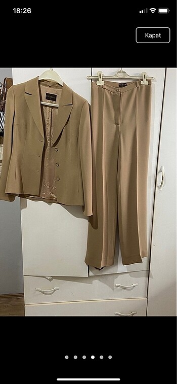 s Beden camel Renk Blazer Takım