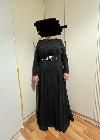 Uzun Siyah Gotik Kadın Abiye Elbise sadece 1 kez giyinildi