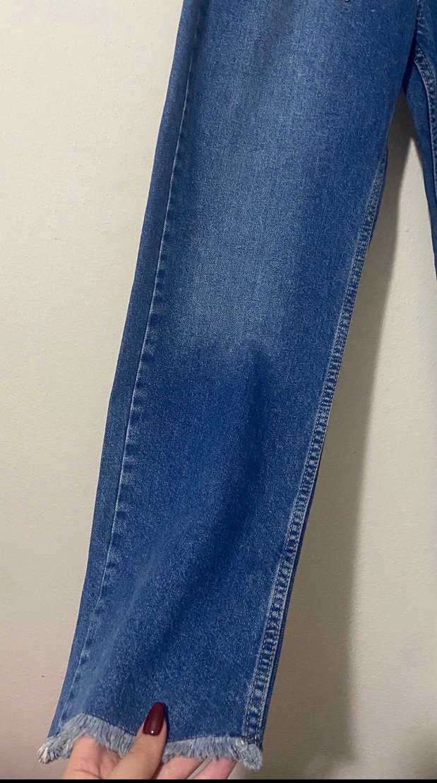 İnci Detaylı Mavi Kadın Denim Pantolon - Görsel 4