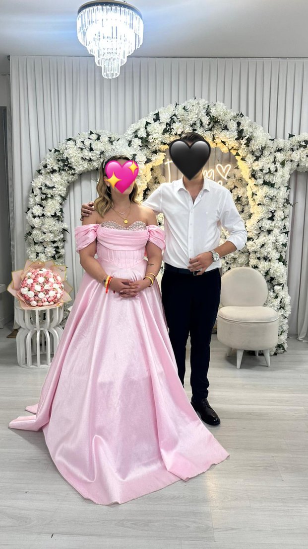 Pudra Pembe nişan elbisesi - Görsel 2