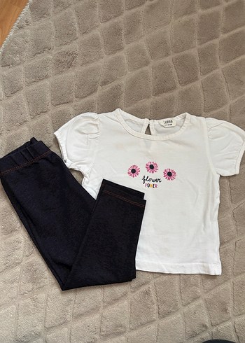 EBEBEK Çiçek Baskılı Kız Bebek Kısa Kollu Takım - Görsel 2