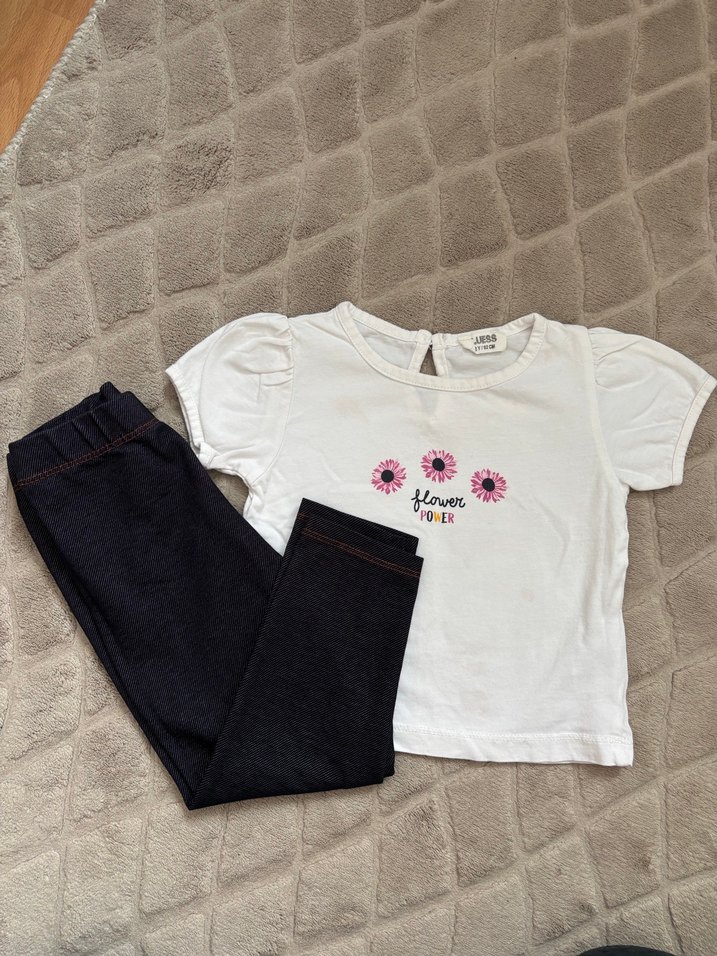 EBEBEK Çiçek Baskılı Kız Bebek Kısa Kollu Takım - Görsel 2