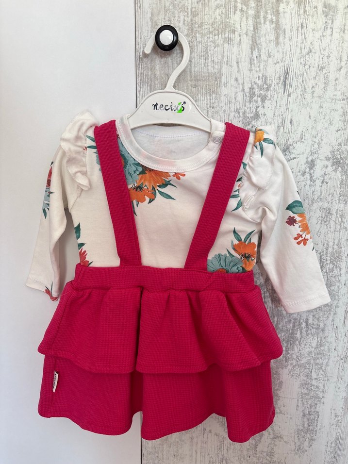 Çiçekli Fırfırlı Kız Çocuk Elbise - Görsel 2