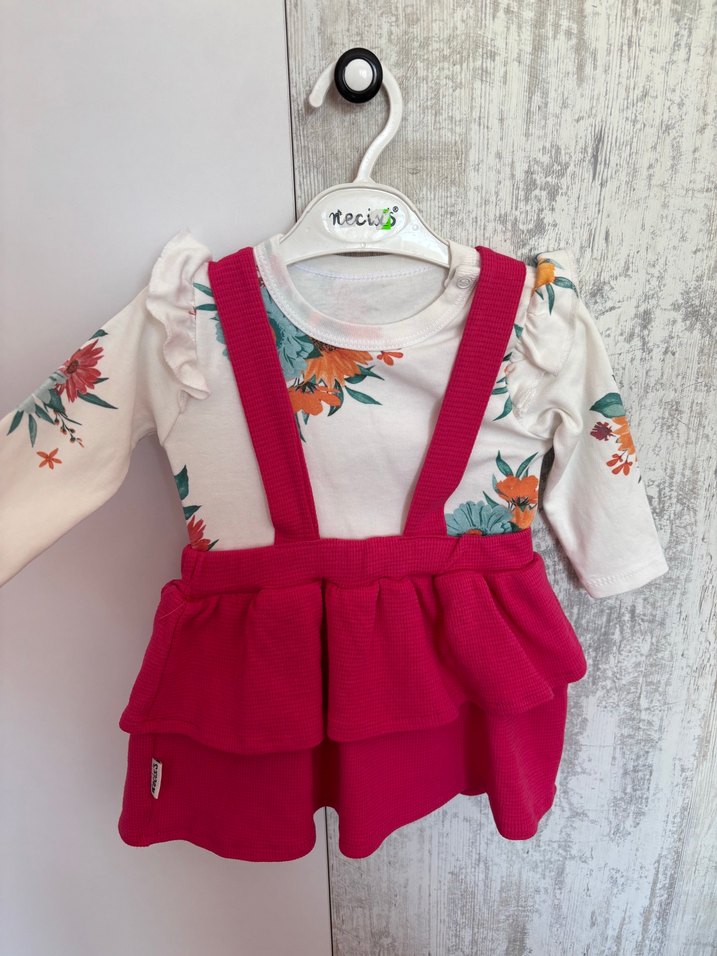 Çiçekli Fırfırlı Kız Çocuk Elbise - Görsel 4