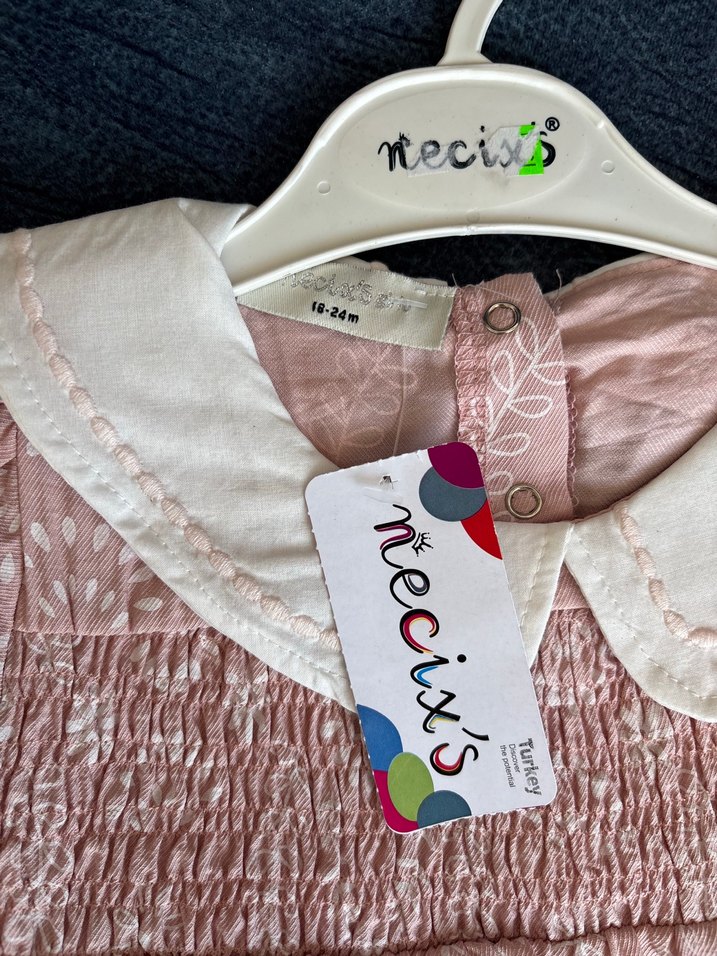 Kız Çocuk Nakışlı Fırfırlı Elbise - Görsel 3