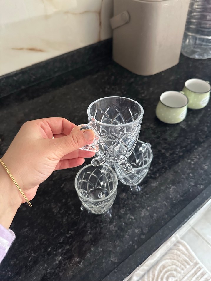 Kristal Görünümlü Şeffaf Kahve Fincanı Seti - Görsel 2