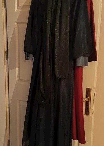 Bordo Uzun Kollu İşlemeli Kadın Abiye Elbise - Görsel 3