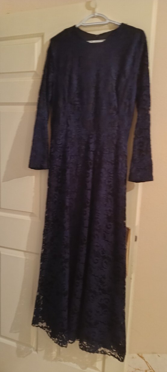 Bordo Uzun Kollu İşlemeli Kadın Abiye Elbise - Görsel 2