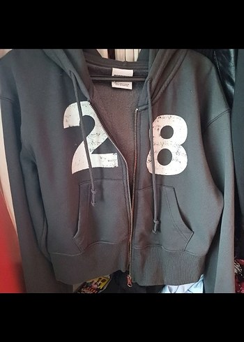 m Beden Y2K gri baskılı hoodie crop sweatshirt