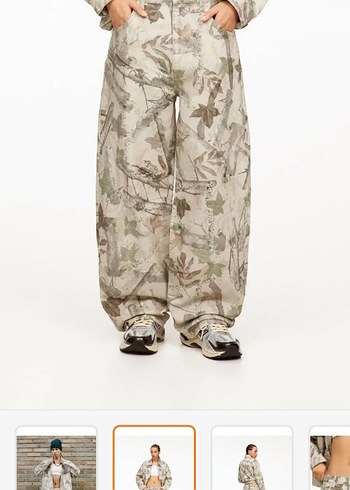 Yaprak desenli skater baggy pantolom