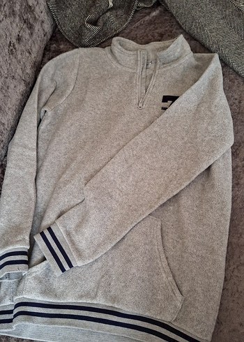 Gri Erkek Fermuarlı Sweatshirt - Görsel 2