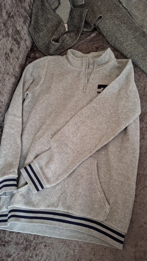 Gri Erkek Fermuarlı Sweatshirt - Görsel 2