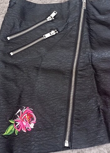 xs Beden siyah Renk H&M deri etek