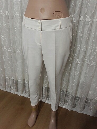 Diğer Beyaz kumaş bayan pantalon