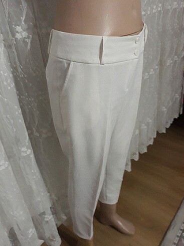 44 Beden beyaz Renk Beyaz kumaş bayan pantalon