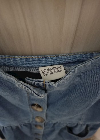 Düğmeli Mavi Kot Çocuk Elbise - Görsel 3