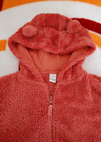 Kız Çocuk Kapüşonlu  Peluş Ceket - Görsel 2
