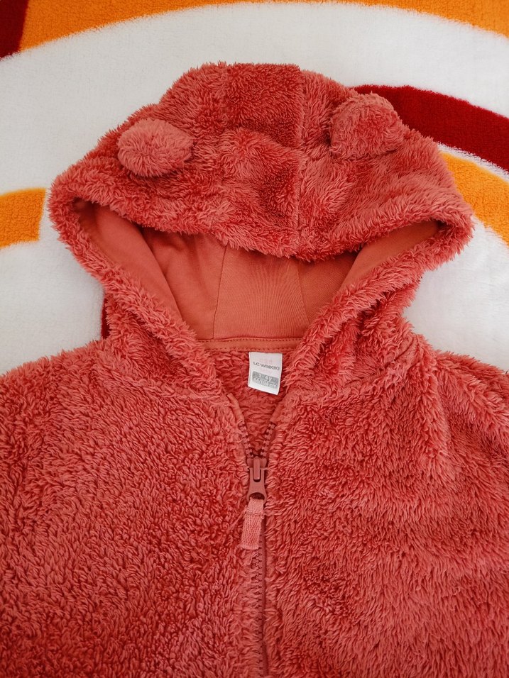 Kız Çocuk Kapüşonlu  Peluş Ceket - Görsel 2