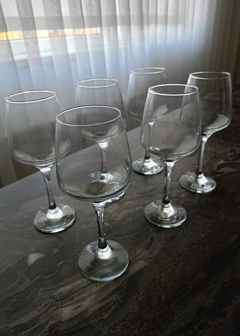 6 Parça Gri Tonlu Beyaz Şarap Kadehi - Görsel 2