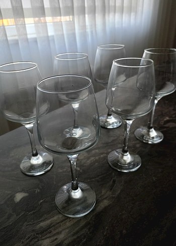 6 Parça Gri Tonlu Beyaz Şarap Kadehi - Görsel 3