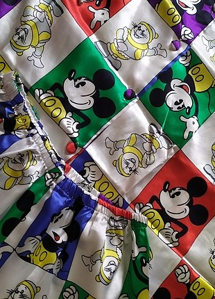 xl Beden çeşitli Renk Mickey mouse saten pijama takımı