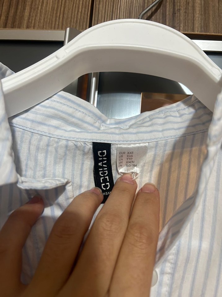 H&M Düğmeli Uzun Kollu Beyaz Gömlek - Görsel 4