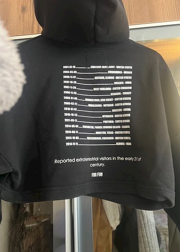 For Fun Siyah Baskılı Crop Sweatshirt - Görsel 3