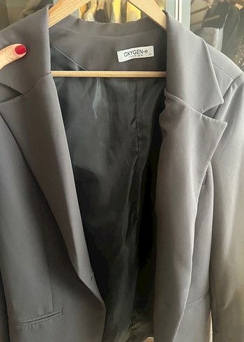 Maymoda Düğmeli Gri Kadın Blazer Ceket - Görsel 3